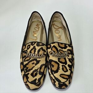 Sam Edelman Leopard Print Chain Loafers